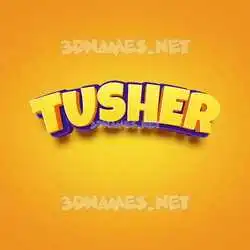 tusher in Orange Toon style - 3D name wallpaper