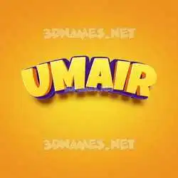 umair in Orange Toon style - 3D name wallpaper