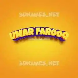 umar farooq in Orange Toon style - 3D name wallpaper