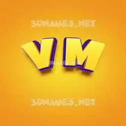 v m in Orange Toon style - 3D name wallpaper