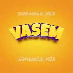 vasem in Orange Toon style - 3D name wallpaper