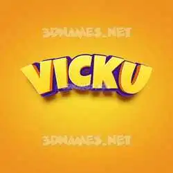 vicku in Orange Toon style - 3D name wallpaper