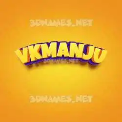 vkmanju in Orange Toon style - 3D name wallpaper