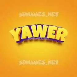 yawer in Orange Toon style - 3D name wallpaper