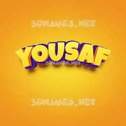 yousaf in Orange Toon style - 3D name wallpaper