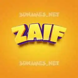 zaif in Orange Toon style - 3D name wallpaper