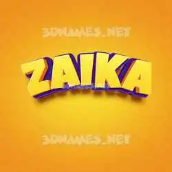 zaika in Orange Toon style - 3D name wallpaper