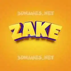 zake in Orange Toon style - 3D name wallpaper