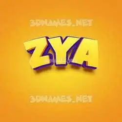 zya in Orange Toon style - 3D name wallpaper