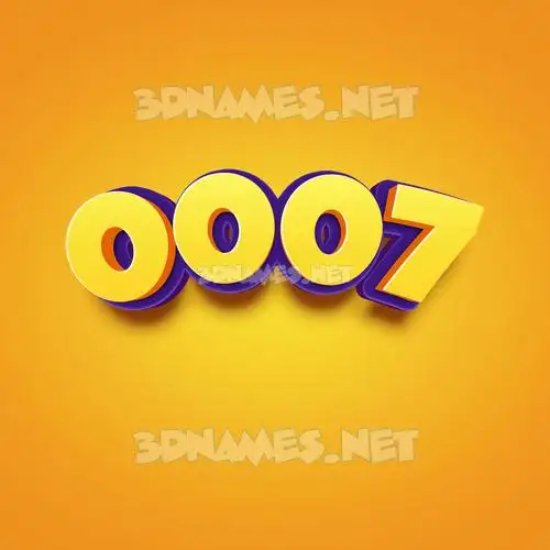 0007 in Orange Toon style - 3D name wallpaper
