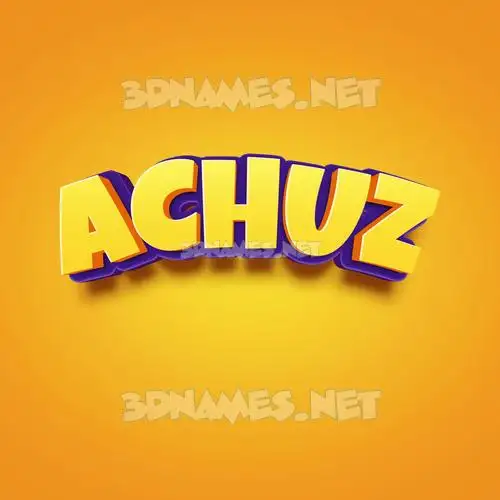 achuz in Orange Toon style - 3D name wallpaper
