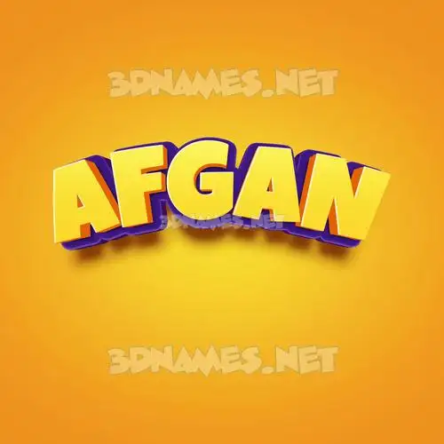 afgan in Orange Toon style - 3D name wallpaper