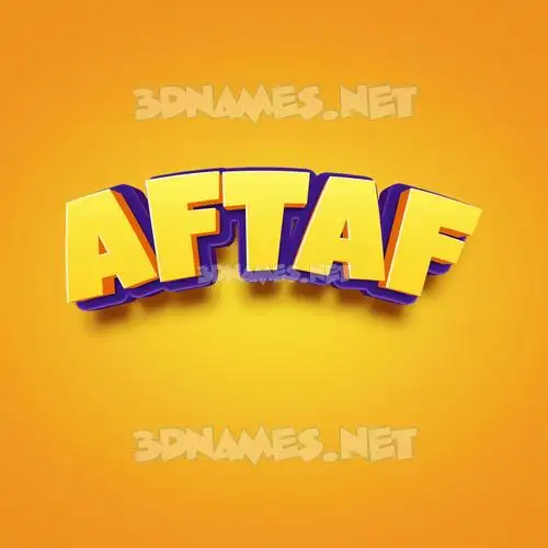 aftaf in Orange Toon style - 3D name wallpaper