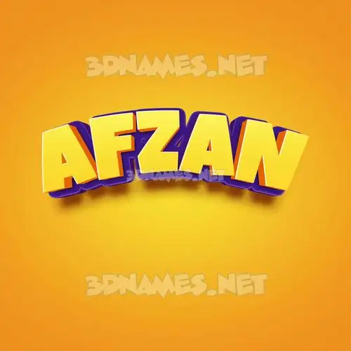 afzan in Orange Toon style - 3D name wallpaper
