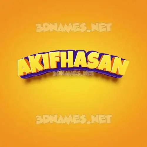 akifhasan in Orange Toon style - 3D name wallpaper