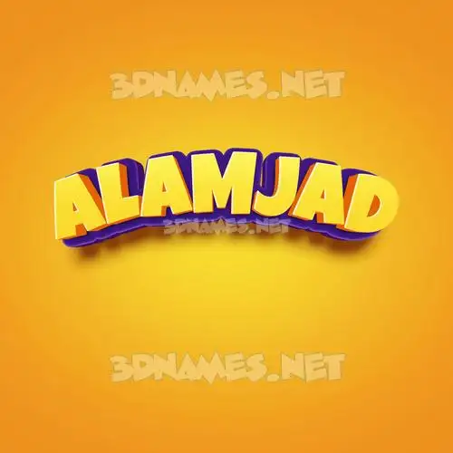 alamjad in Orange Toon style - 3D name wallpaper