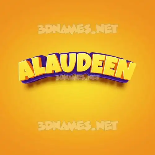 alaudeen in Orange Toon style - 3D name wallpaper