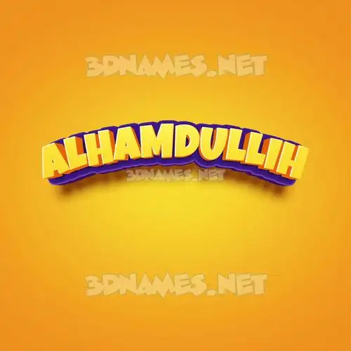 alhamdullih in Orange Toon style - 3D name wallpaper