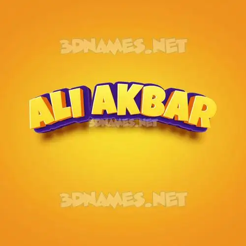 ali akbar in Orange Toon style - 3D name wallpaper