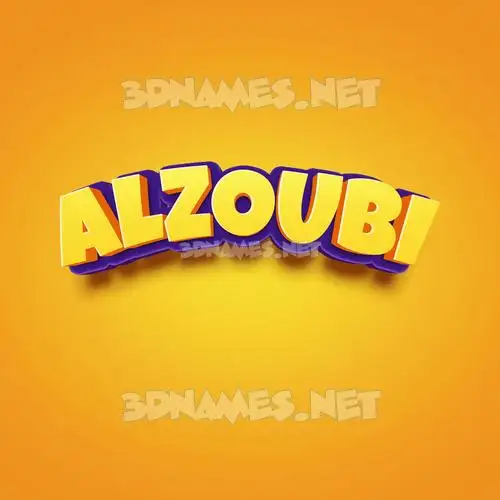 alzoubi in Orange Toon style - 3D name wallpaper
