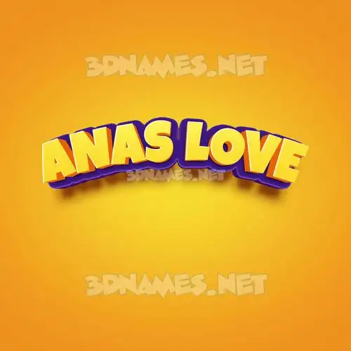 anas love in Orange Toon style - 3D name wallpaper