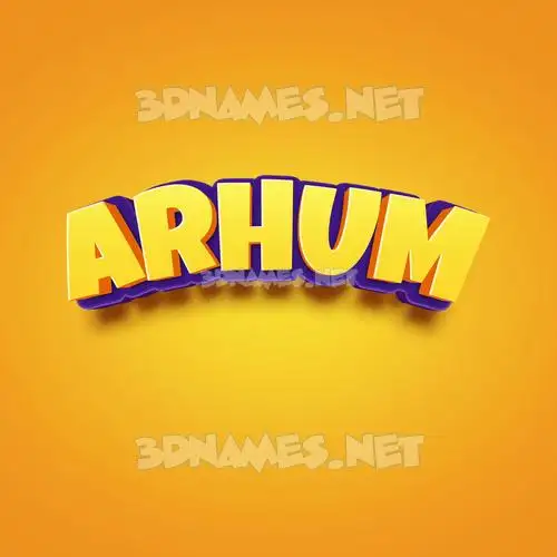 arhum in Orange Toon style - 3D name wallpaper