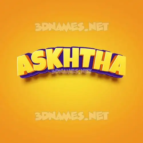 askhtha in Orange Toon style - 3D name wallpaper