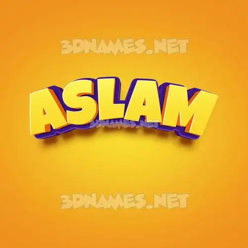 aslam in Orange Toon style - 3D name wallpaper