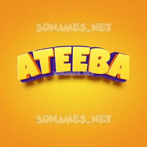 ateeba in Orange Toon style - 3D name wallpaper