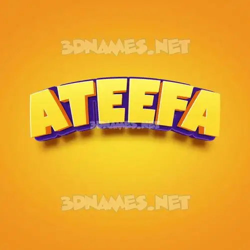 ateefa in Orange Toon style - 3D name wallpaper