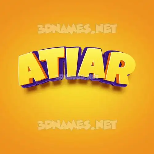 atiar in Orange Toon style - 3D name wallpaper