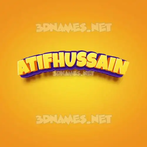 atifhussain in Orange Toon style - 3D name wallpaper