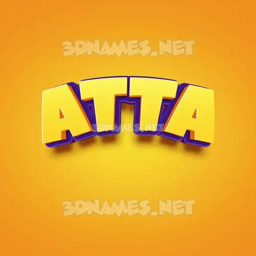 atta in Orange Toon style - 3D name wallpaper