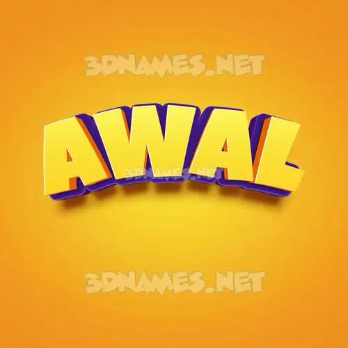 awal in Orange Toon style - 3D name wallpaper