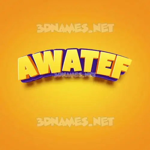 awatef in Orange Toon style - 3D name wallpaper