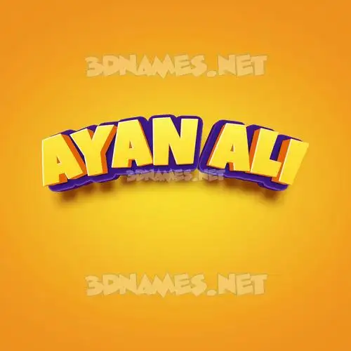 ayan ali in Orange Toon style - 3D name wallpaper