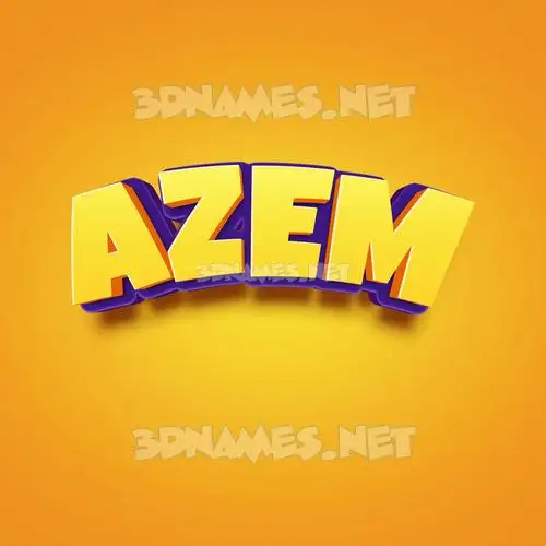 azem in Orange Toon style - 3D name wallpaper