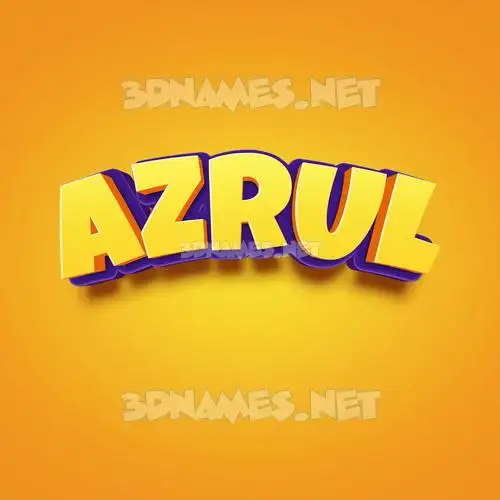 azrul in Orange Toon style - 3D name wallpaper