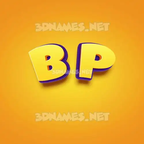 b p in Orange Toon style - 3D name wallpaper