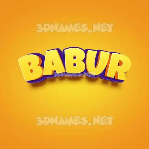 babur in Orange Toon style - 3D name wallpaper
