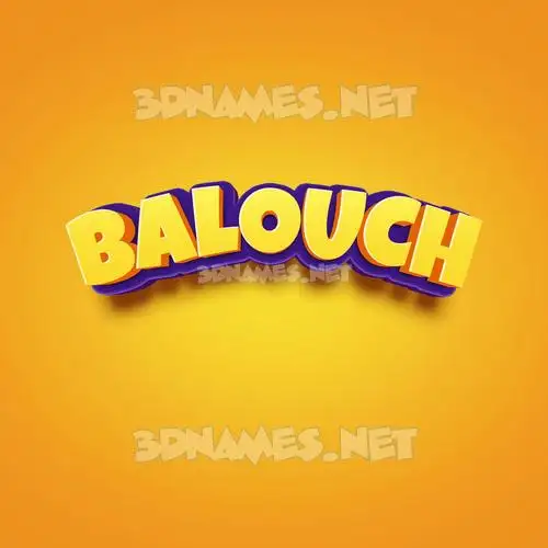balouch in Orange Toon style - 3D name wallpaper