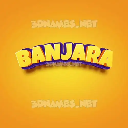banjara in Orange Toon style - 3D name wallpaper