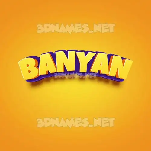 banyan in Orange Toon style - 3D name wallpaper