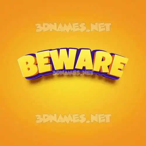 beware in Orange Toon style - 3D name wallpaper