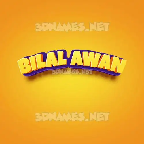 bilal awan in Orange Toon style - 3D name wallpaper