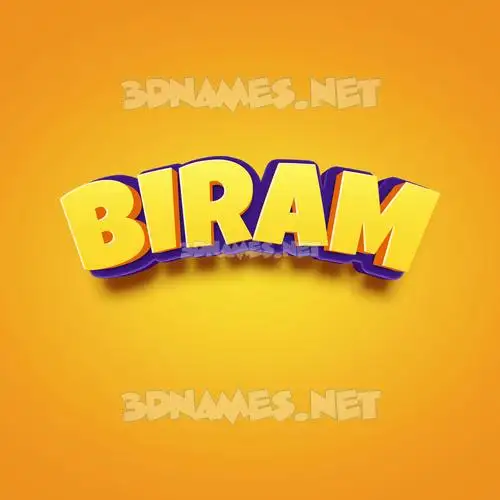 biram in Orange Toon style - 3D name wallpaper