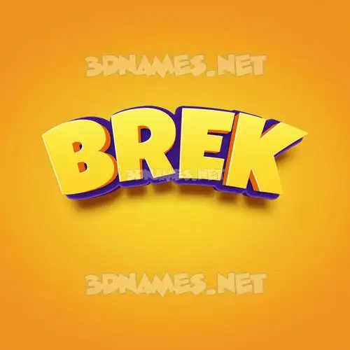brek in Orange Toon style - 3D name wallpaper