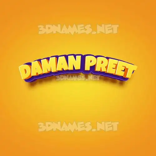 daman preet in Orange Toon style - 3D name wallpaper