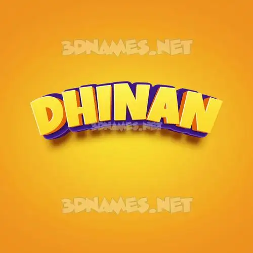 dhinan in Orange Toon style - 3D name wallpaper