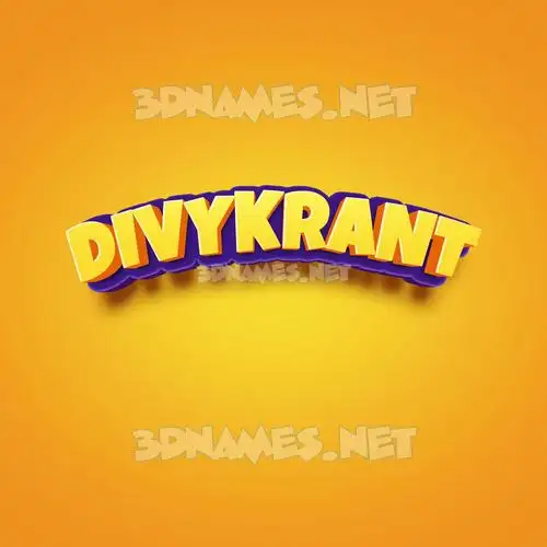 divykrant in Orange Toon style - 3D name wallpaper
